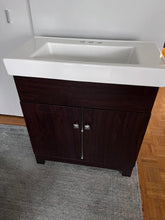 Load image into Gallery viewer, 30&quot; vanity with soft close doors and porcelain top. Dark brown.