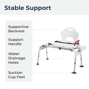 New assembled Drive Medical Folding Universal Sliding Transfer Bench, White