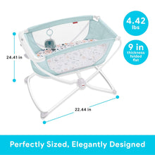 Load image into Gallery viewer, Fisher-Price Baby Crib Rock With Me Bassinet Portable Cradle With Mesh Sides And 1 Toy, Folds For Travel, Pacific Pebble