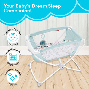Fisher-Price Baby Crib Rock With Me Bassinet Portable Cradle With Mesh Sides And 1 Toy, Folds For Travel, Pacific Pebble