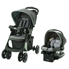Load image into Gallery viewer, Graco® Comfy Cruiser™ 2.0 Travel System with Snugride - colour is Gotham. Grey/black