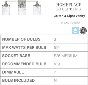 HomePlace Lighting Colton clear water glass vanity wall light