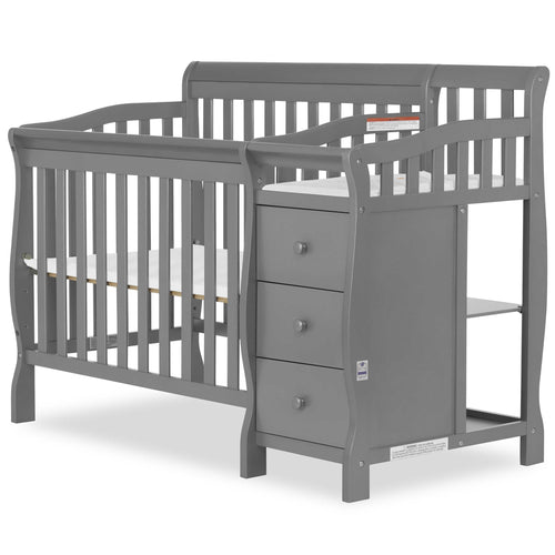 Dream On Me Jayden 4-in-1 Convertible Mini Crib and Changer, Storm Grey