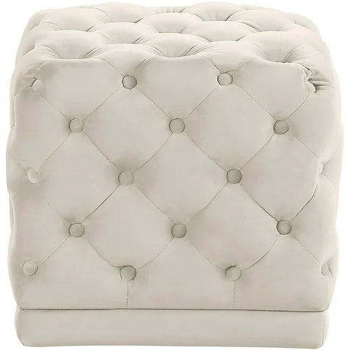 Meridian Furniture Stella Collection Modern  Contemporary Velvet Upholstered Ottoman - Cream